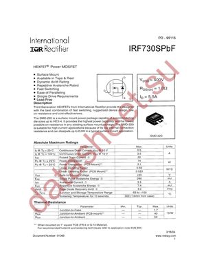 IRF730SPBF datasheet  